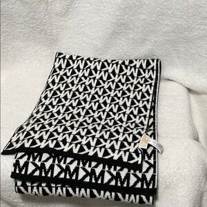 Michael Kors Black and White Logo Scarf